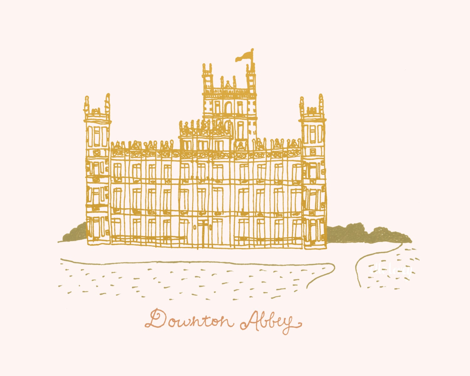 Downton Abbey Illustration - 8x10 Art Print
