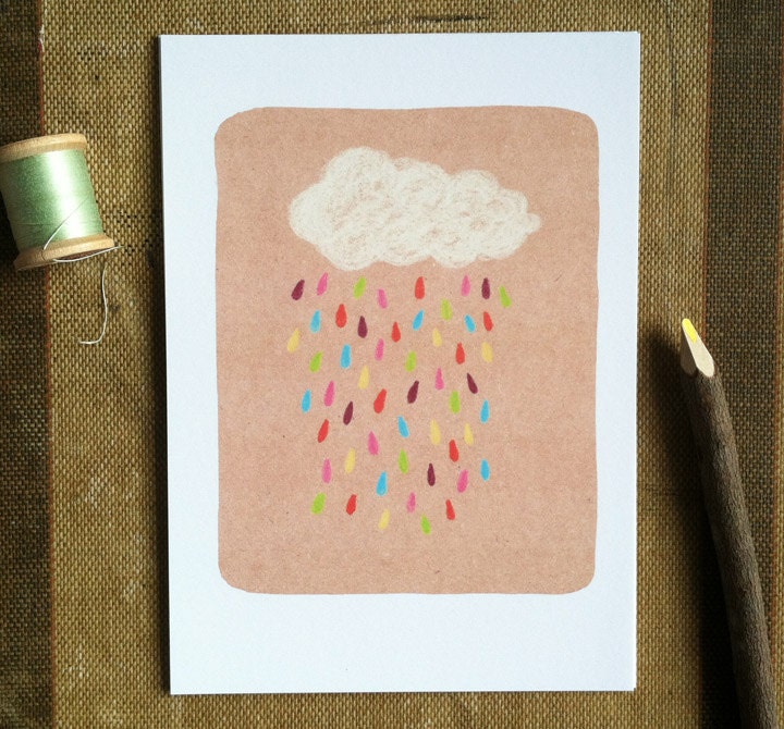 Rainbow Rain Cloud - 5x7 Art Print