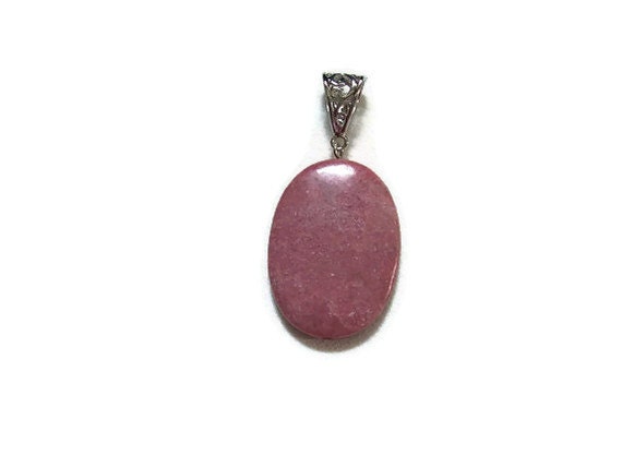 Pink Rhodonite Gemstone Pendant Sterling Silver Jewelry