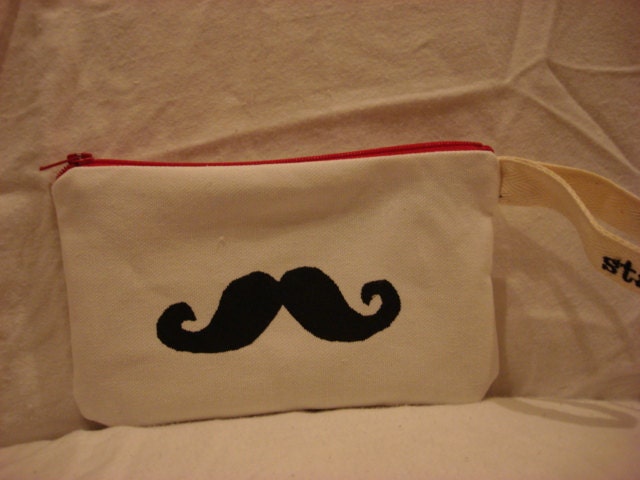 moustache zipper pouch