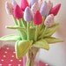 15 x Fabric tulips stunning flowers mothers day birthday gift for her pink purple floral arrangement shabby chic cottage