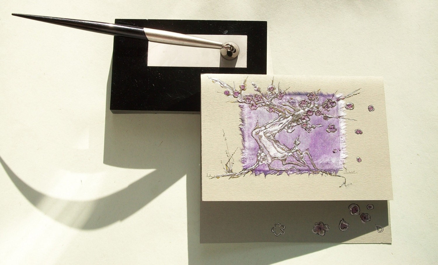 Silver sakura Tree II - Japanese style - blank greeting card for any event