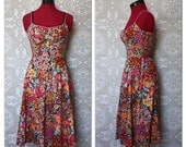 Vintage 1970's DeWeese Design Floral Print Sun Dress Small