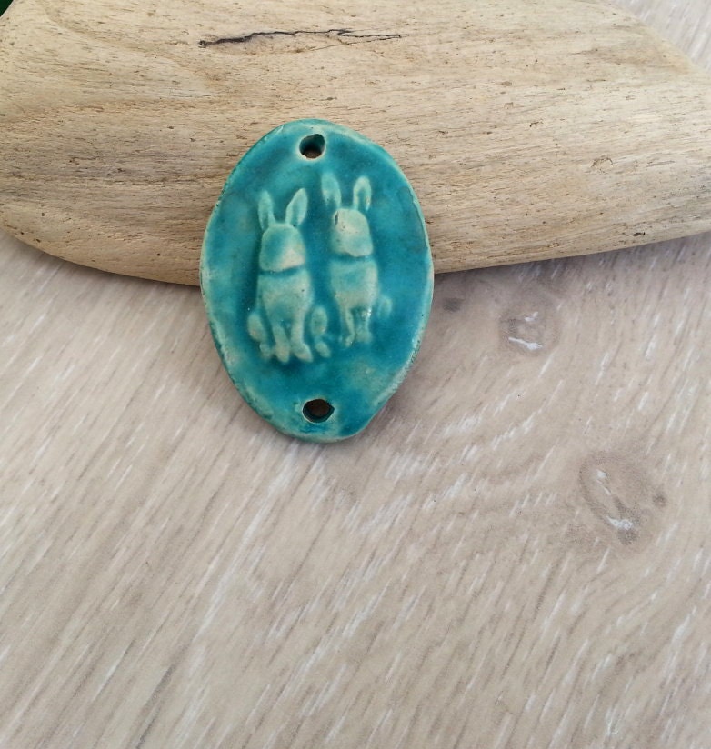 Bunny love ceramic bracelet focal art bead