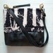 LEATHER Shoulder Bag. Cross Body Purse. Hand Dyed Cotton Bleach BLACK.
