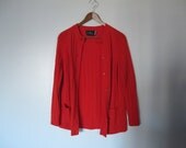 1960s vintage red mr rogers red cardigan XS S small M red grandpa cardigan XS S M