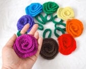 Nylon Pot Scrubber - Set of 8 - Rainbow Rose Collection - Crochet Rose Dish Scrubbies