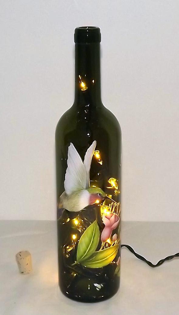 HUMMINGBIRDS Bar/Table Recycled Wine Bottle Accent Lamp/Lite - GREAT GIFT Idea