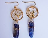 Blue Titanium Quartz Dreamcatcher Earrings