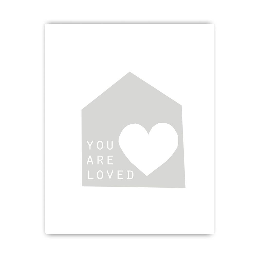You Are Loved - Grey - Nursery Art Giclee Print - Choose from 8 x 10" or A4 size