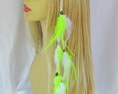 LIME green hippie feather and leather headband edc bonnaroo festival hat band necklace women hair accessories