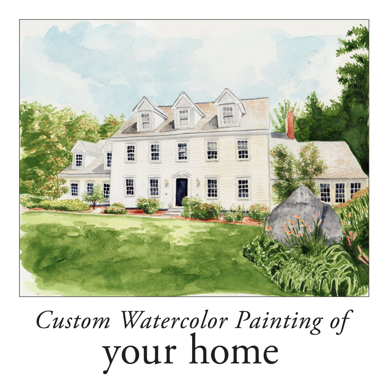 Custom Watercolor House Portrait Home 11 x 14 ORIGINAL Your House Portrait, Vacation Home, Childhood Home