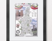 Lambeth (London Borough) illustrated map print 13 x 19"