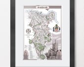 Southwark (London Borough) illustrated map print 13 x 19"