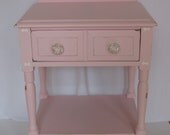 Pink Shabby Chic Bedside Table rose glass drawer knobs