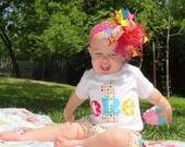 First Birthday Set - 1st Birthday Shirt...Ruffled Bloomers and Shirt...Free Shipping on Set