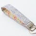 Key Chain, Fabric Key Fob, Key Strap - Flowers, Grey, Pink, and White