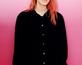 Vintage black velvet shirt button-up