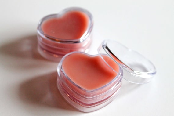 Valentine's Day lip balm pot, Pink Frosting flavor, vegan gluten-free lip butter in heart shaped jar, comes gift wrapped