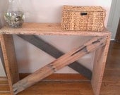 Reclaimed Wood Side Table Entryway Couch Hall Handmade Unfinished Natural Rustic Primitive Untreated Pallet Upcycled