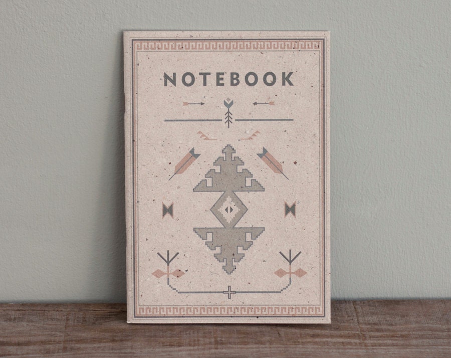 TRIBAL SAND - notebook - pattern craft - 100% recycled cotton cover -  NAV5015S