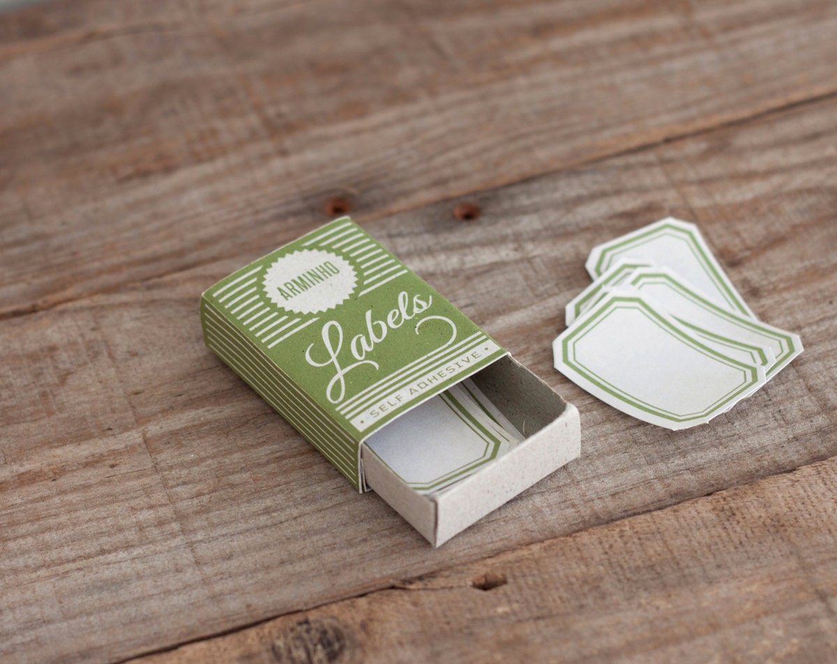 box labels - self adhesive - vintage design look - olive green - LAB301G