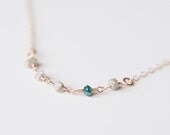 White Diamond Blue Diamond delicate gold filled chain necklace - Diamond simple everyday jewelry. Dainty Necklace. gift for her