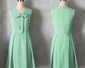 MADELINE - SAGE Mint green dress with scarf neck tie // retro // vintage inspired // pleated skirt // bridesmaid dress // garden // mod