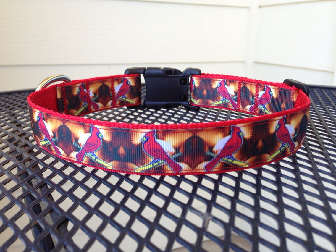 Dog Collar Made from St Louis Cardinals Ribbon
