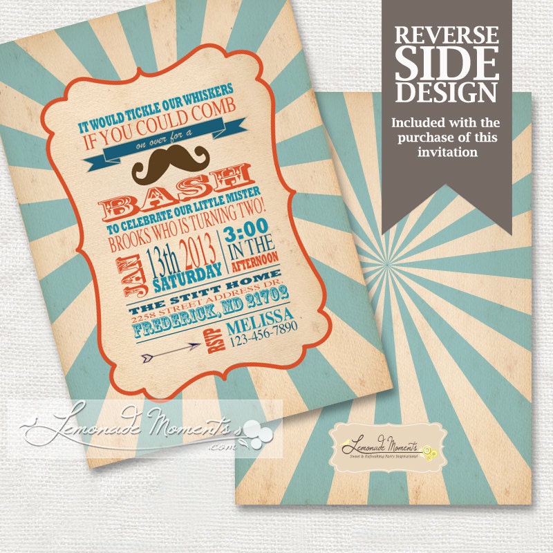 Mustache Bash / Little Man Invitation Printable for Baby Shower / Birthday Parties