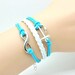 Adjustable Vintage Blue rope White Leather  Infinity Wish  Anchor  Bracelet  Cuff  Bracelet  Vintage bracelet  Jewelry Bangle 2024S