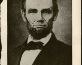 Antique Print, PRESIDENT LINCOLN 1936 beautiful wall art vintage b/w lithograph illustration USA Abraham Lincoln