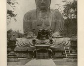 Antique Print, BUDDHA 1936 beautiful wall art vintage b/w lithograph illustration buddhism religion spiritual