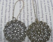 Bohemian Gypsy Earrings Brass Filigree Round Earrings