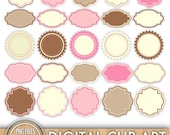 INSTANT DOWNLOAD - 25 Digital Colored Label Frames Borders - Commercial Use - Neapolitan Beige Pink Brown - PNG Files - labels061