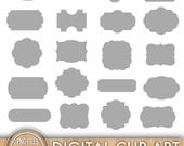 INSTANT DOWNLOAD - 40 Gray Digital Labels - Label Frame Clip Art - Commercial Use - LABELSET074