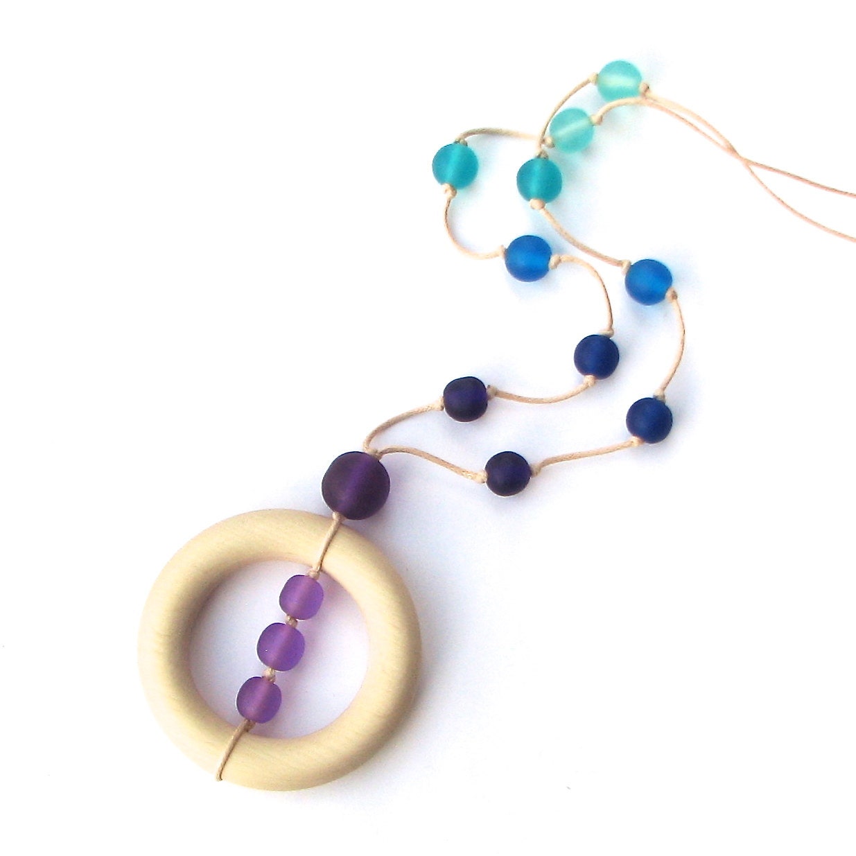 Teething Necklace/ Wood and Resin Nursing Breastfeeding Necklace - Purple, Blue, Turquoise, Aqua