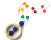 Teething Necklace for Mom - Rainbow Nursing Breastfeeding Necklace - Wooden Teether/ Babywearing Necklace