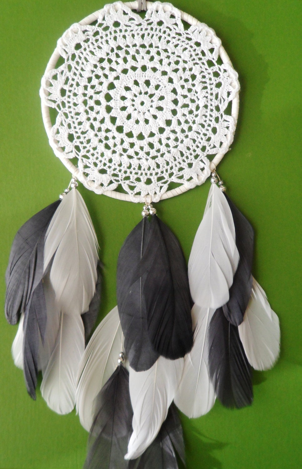 Dream Catcher - Doily - Modern - Gray and White