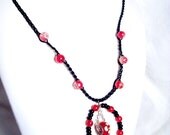 Braided Leather Pandora bead Charm Red Necklace  N074