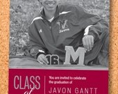classic photo graduation announcement.--5x7 digital file