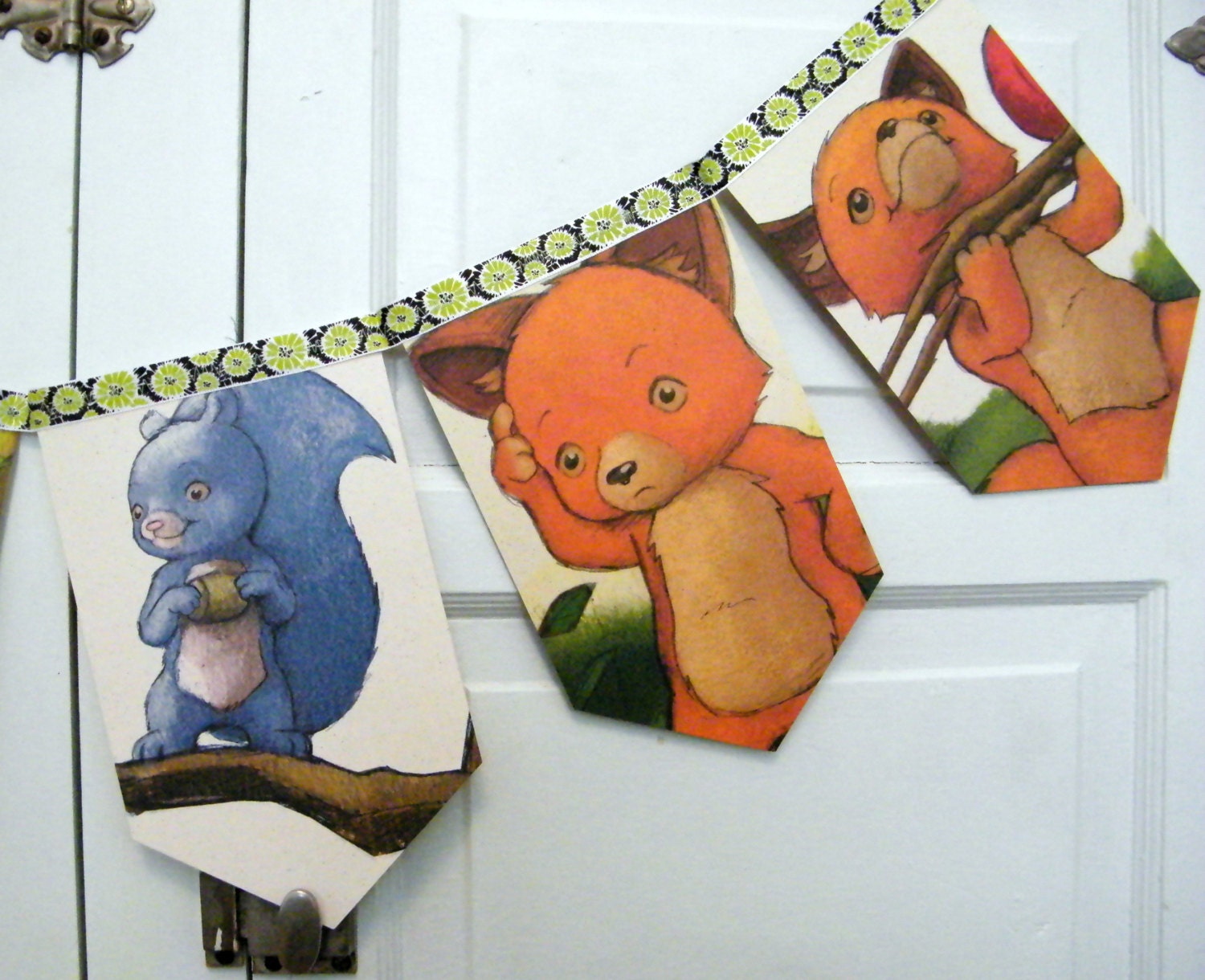 fox makes friends bunting banner, repurposed children story book, nursery bedroom / birthday garland, gift under 20