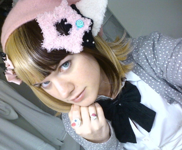 Pink Fuzzy Puffy Star Clip