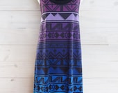 Halter dress geometric pattern - boho stripe bold violet and blue ombre by Texturable