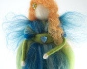 Waldorf Fairy Needle Felted Blue  Fairy Ornament Fairytale Decoration Soft Sculpture Art Doll