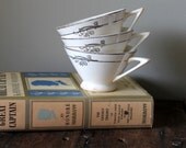Vintage Cup Mug Coffee Tea Streamline Set Tea Party Salem Platinum Floral Art Deco Kitchen Serving China