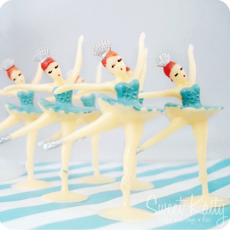 12 Blue Ballerina Cupcake Toppers - Sweet Ballerina Cake Toppers - Party Supplies Il_570xn