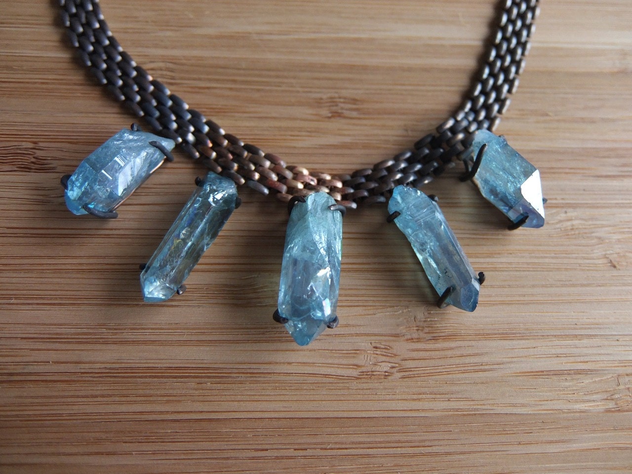 Aqua Aura Quartz Shard Necklace