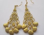 Gold mini seashell chandelier earrings