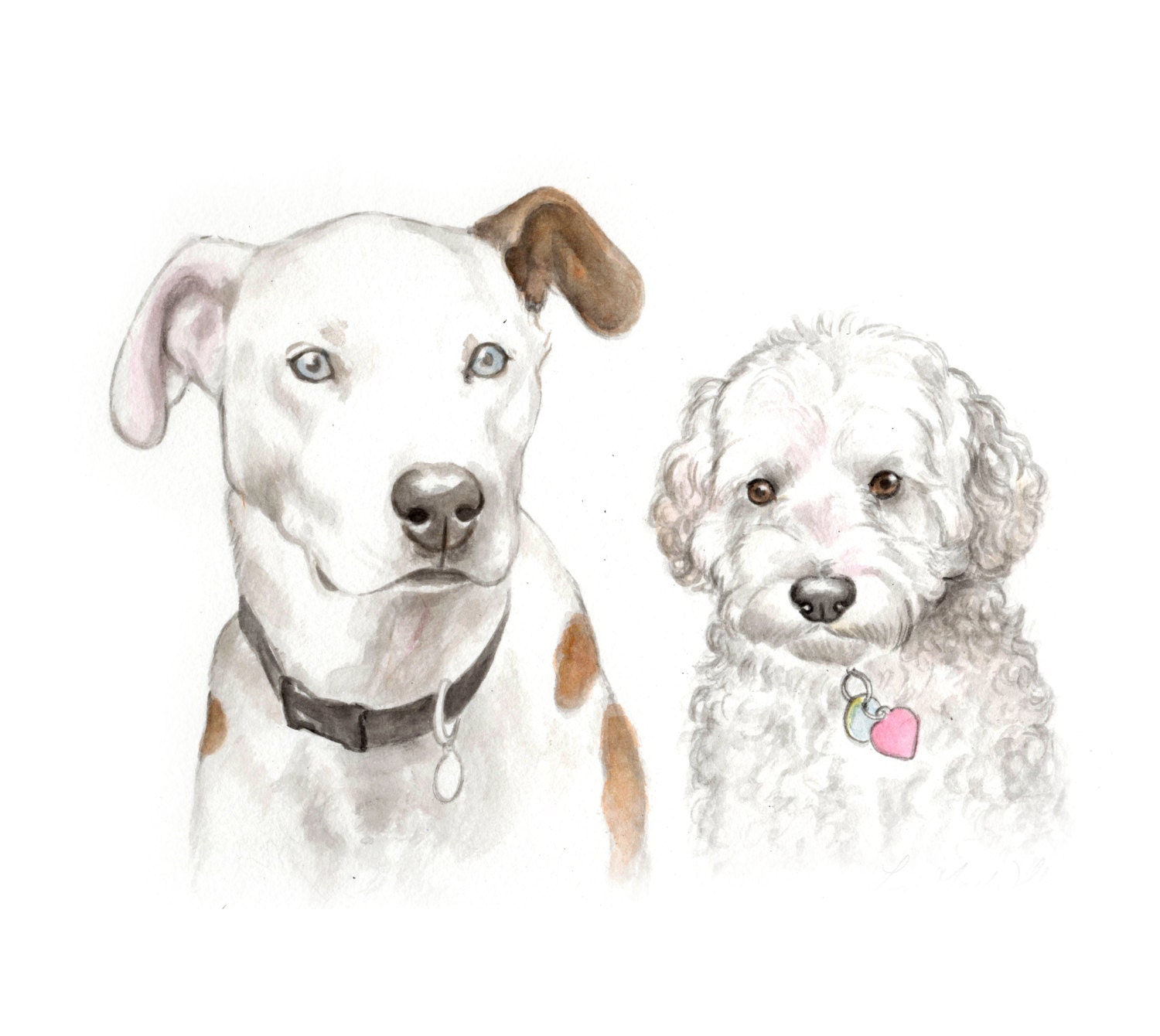 8.5x11, watercolor 2  pet custom portrait, original watercolor painting dog cat animal pet lover painting handmade wall art gift